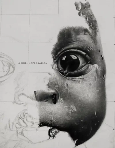 kriznchill artist krishna pencil drawing