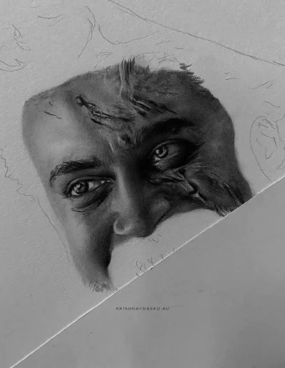 kriznchill artist krishna pencil drawing