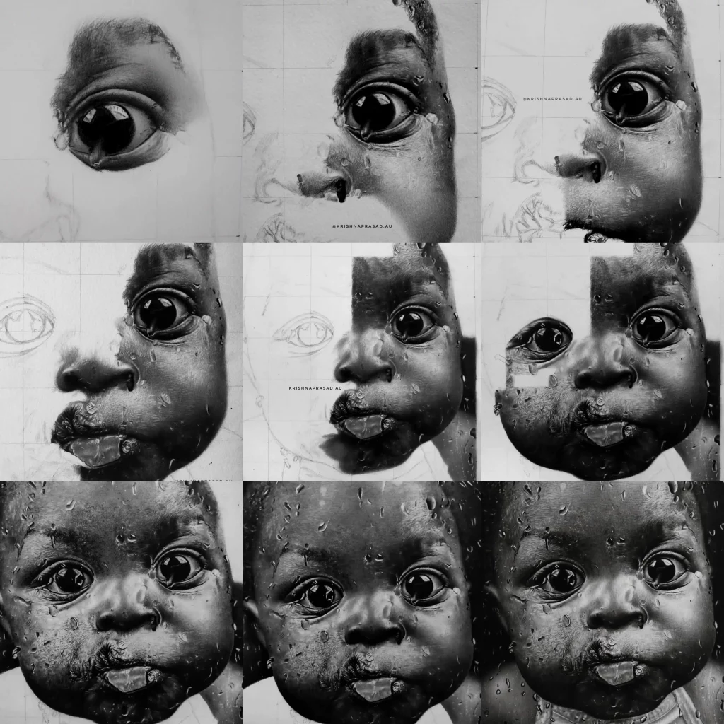 kriznchill pencil portrait drawing baby