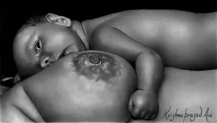 kriznchill pencil portrait drawing mother baby
