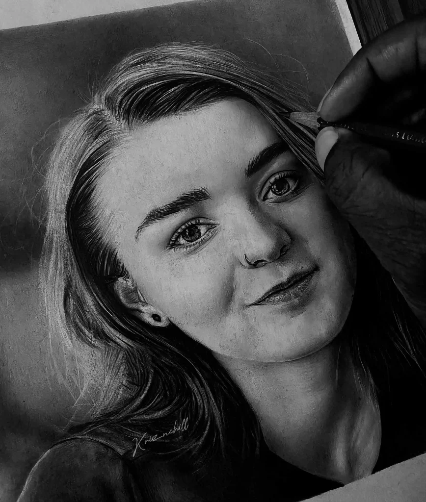 kriznchill pencil portrait drawing woman